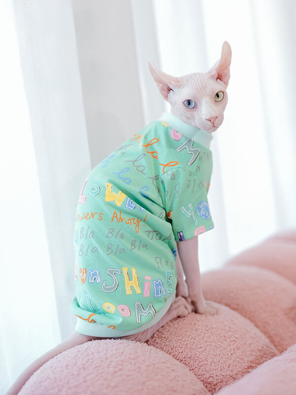 Haine pentru pisici Sphynx Subpela din bumbac moale, pisica fără păr, verde, moale, salopetă cu 2 picioare, pentru costume de pisică Devon Rex de primăvară