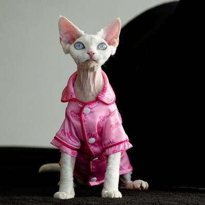 Sfinkso katės drabužiai Liemenės apatiniai rožiniai miela medvilninė pižama Vasariniai ploni beplaukių kačių drabužiai Devono kačių drabužių kačių tiekėjas