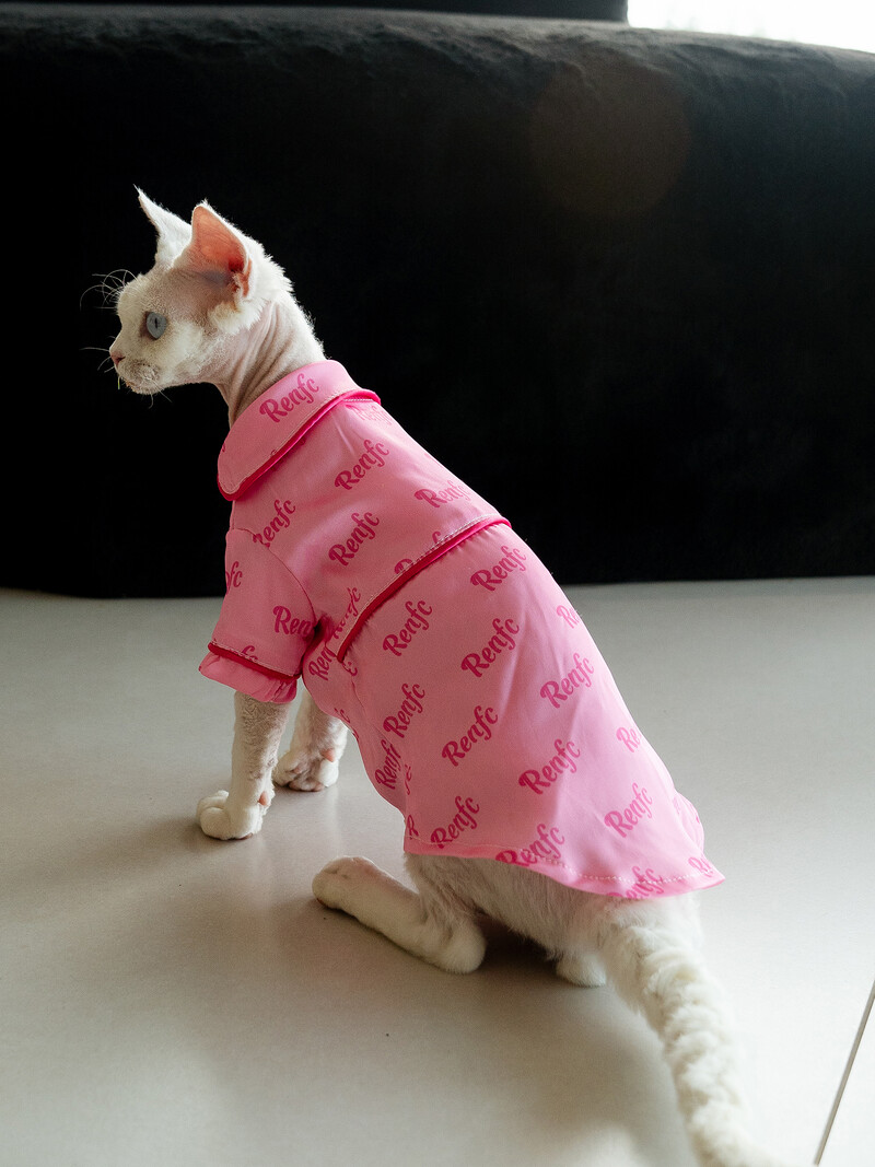 Sfinkso katės drabužiai Liemenės apatiniai rožiniai miela medvilninė pižama Vasariniai ploni beplaukių kačių drabužiai Devono kačių drabužių kačių tiekėjas