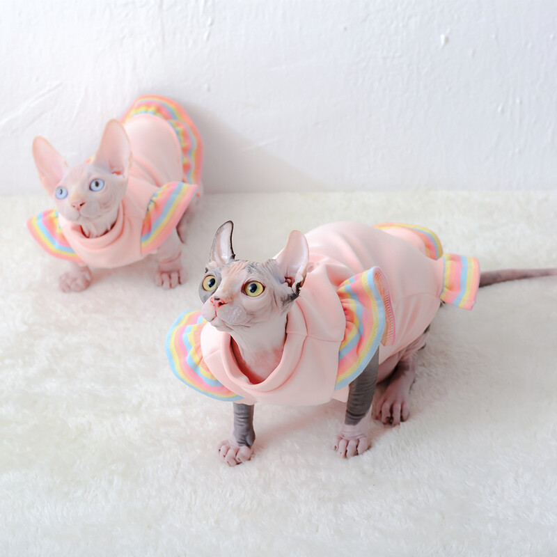 Haine de lux pentru pisici Sfinx Hanorace calde pentru cățeluși pentru câini de talie mică Costum elegant pentru pisoi Rochii de lux în curcubeu Îmbrăcăminte chihuahua