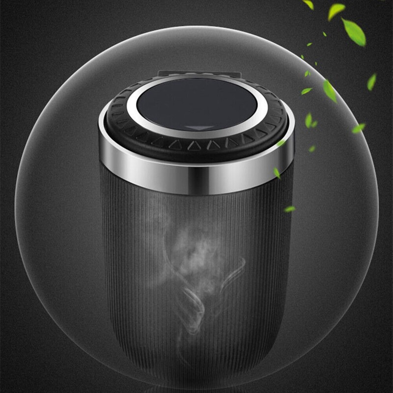 Prijenosna pepeljara za automobil s poklopcem, nehrđajući čelik protiv mirisa, plava LED čaša za pepeljaru