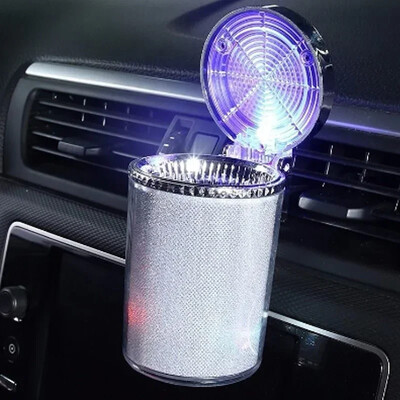 Automašīnas pelnu trauks ar LED gaismu daudzfunkcionāls hermētisks vāks, transportlīdzekļa krūzes turētājs, gaisa ventilācijas atveres pelnu trauks, atkritumu tvertne, automašīnas salona noformējums