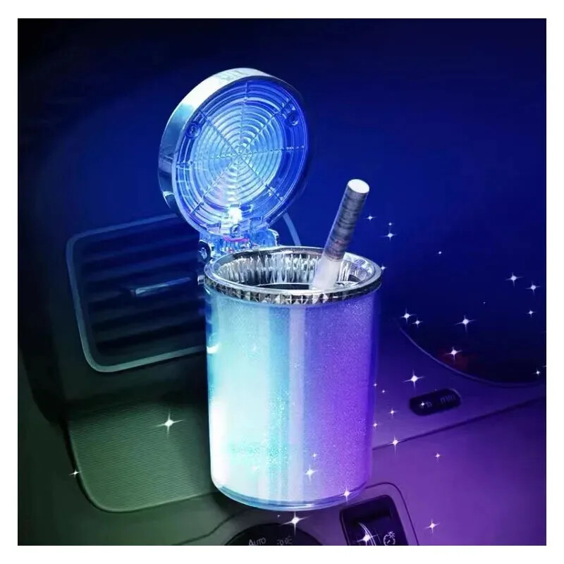 Automašīnas pelnu trauks ar LED gaismu daudzfunkcionāls hermētisks vāks, transportlīdzekļa krūzes turētājs, gaisa ventilācijas atveres pelnu trauks, atkritumu tvertne, automašīnas salona noformējums