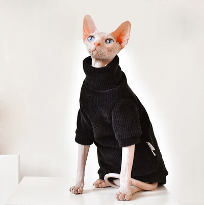 Drabužiai naminiams katėms Žieminiai šilti Sfinksas beplaukių kačių megztiniai megztiniai Minkšti laisvalaikio kačiuko drabužiai sfinksams Devon reksų katėms maskotai