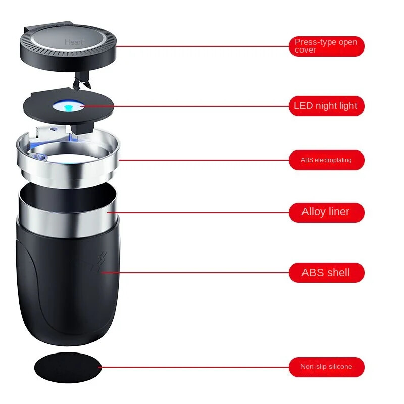 Automobilio peleninė daugiafunkcinė led lemputė su dangteliu automobilinė peleninė Kūrybingos asmenybės bendros tendencijos dekoratyviniai automobiliniai priedai priedai