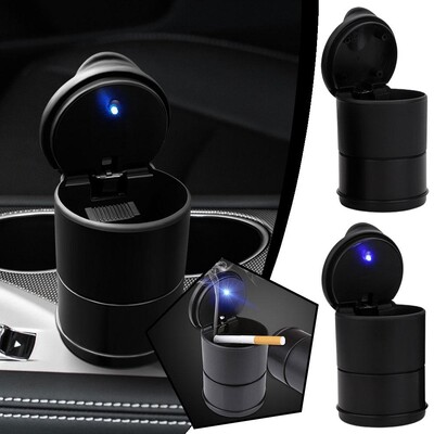 Auto pelnu trauks ar LED gaismu Pārnēsājams auto pelnu trauks cigarešu pelnu turētāji Liesmas dekors dūmu piederumi Automašīnas kauss Inte O3Z3