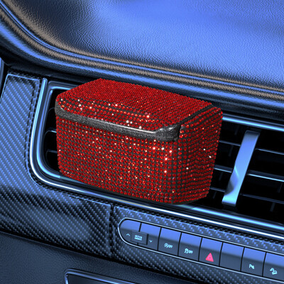 Scrumieră pentru mașină din cristal cu diamante, portabilă, cu priză de aerisire automată, tavă de scrumiere cu capac, agățată, accesorii decorative pentru mașină, pentru femei