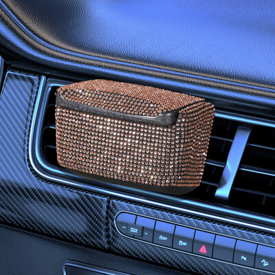 Scrumieră pentru mașină din cristal cu diamante, portabilă, cu priză de aerisire automată, tavă de scrumiere cu capac, agățată, accesorii decorative pentru mașină, pentru femei