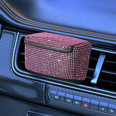 Scrumieră pentru mașină din cristal cu diamante, portabilă, cu priză de aerisire automată, tavă de scrumiere cu capac, agățată, accesorii decorative pentru mașină, pentru femei