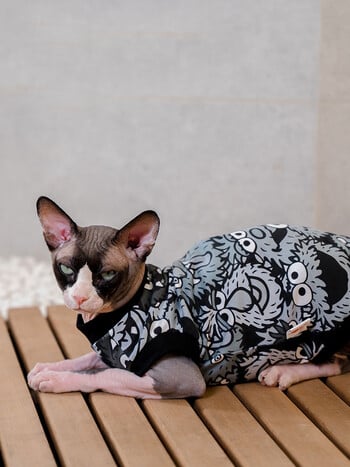 Sphynx Cat Βαμβακερό γιλέκο αμάνικο μαύρο πουκάμισο για απαλό παλτό χωρίς τρίχες γάτα την άνοιξη για ρούχα για κατοικίδια Devon Res για καλοκαιρινά ρούχα