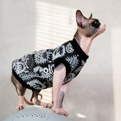 Sphynx Cat Cotton Vest Varrukateta must särk karvututele kassidele Kevadine pehme mantel Devon Res Lemmikloomade riided suverõivaste jaoks