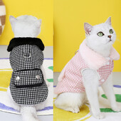 Prabangus žieminis katės paltas su sagtimi Šilti naminių gyvūnėlių drabužiai katėms Kačiuko drabužiai šunų paltai maskoto kostiumas