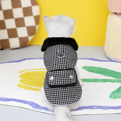 Prabangus žieminis katės paltas su sagtimi Šilti naminių gyvūnėlių drabužiai katėms Kačiuko drabužiai šunų paltai maskoto kostiumas