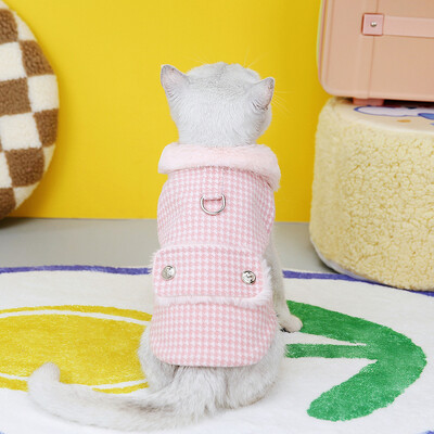 Prabangus žieminis katės paltas su sagtimi Šilti naminių gyvūnėlių drabužiai katėms Kačiuko drabužiai šunų paltai maskoto kostiumas
