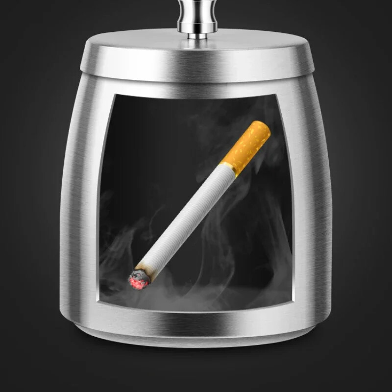 1 ks titánovaný popolník z nehrdzavejúcej ocele do interiéru auta s vekom, hrubší a vyšší popolník proti muchám