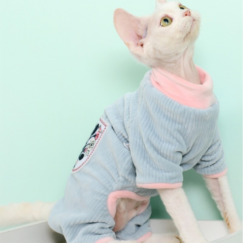 Haine pentru pisici Sphynx, cu dungi verzi moi, salopetă cu 4 picioare, pentru câini Kittnes, haină supradimensionată pentru pisoi în haine de relaxare de primăvară pentru Devon