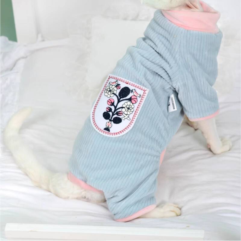 Haine pentru pisici Sphynx, cu dungi verzi moi, salopetă cu 4 picioare, pentru câini Kittnes, haină supradimensionată pentru pisoi în haine de relaxare de primăvară pentru Devon