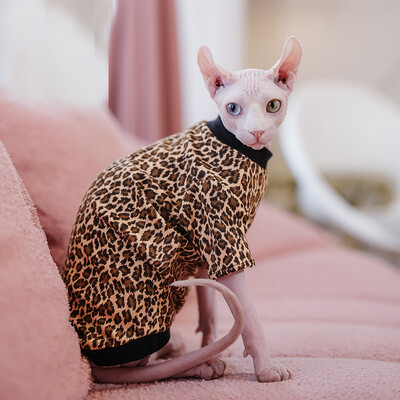 Fusta moale pisici cu imprimeu leopard Fusta moale Sphynx Cat Fusta din bumbac fără mâneci pentru rochie Sphinx Conis Devon Rex Costum Sphynx