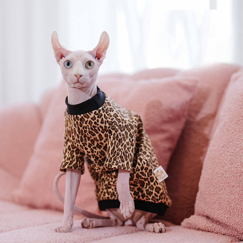 Fusta moale pisici cu imprimeu leopard Fusta moale Sphynx Cat Fusta din bumbac fără mâneci pentru rochie Sphinx Conis Devon Rex Costum Sphynx