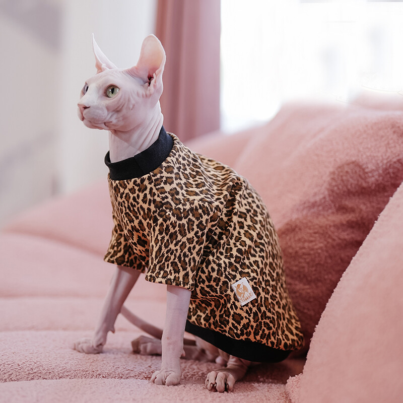 Fusta moale pisici cu imprimeu leopard Fusta moale Sphynx Cat Fusta din bumbac fără mâneci pentru rochie Sphinx Conis Devon Rex Costum Sphynx