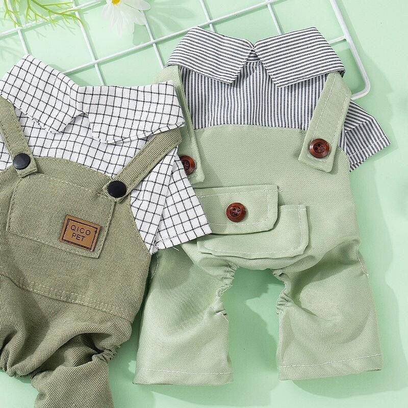 Drabužiai naminiams gyvūnėliams Mažas šuo Keturkojis Drabužiai Plaidas Dryžuotas Kombinezonas Mielas Patogios Kelnės su pakabukais Pomeranian Chihuahua Jorkšyras