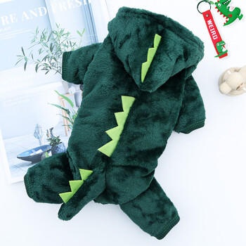 Dinosaur Dog Cat Hoodie Μικρά χειμερινά ρούχα για σκύλους και γάτες Πράσινη μαλακή φόρμα για κατοικίδια Dinosaur Χαριτωμένη χριστουγεννιάτικη αποκριάτικη στολή για γατάκι