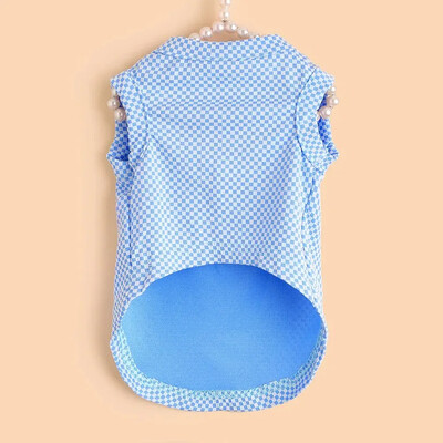 Haine pentru animale de companie drăguț, dulce, culoare pură, model în carouri, primăvară, vară, respirabil, moale, ușor de purtat, costume pentru pisici pentru câini, toate mărimile, haine pentru animale de companie