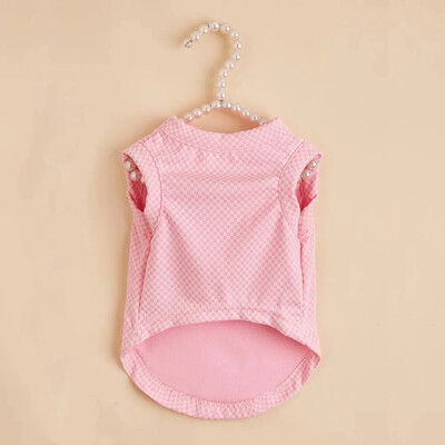 Haine pentru animale de companie drăguț, dulce, culoare pură, model în carouri, primăvară, vară, respirabil, moale, ușor de purtat, costume pentru pisici pentru câini, toate mărimile, haine pentru animale de companie