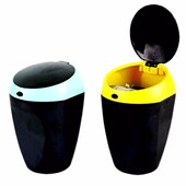 1 gab. Dzeltens/zils augstas temperatūras pogas tipa universāls pelnu trauks automašīnai ar vāku, piekarināmu izeju Creative pelnu trauks 11x7cm