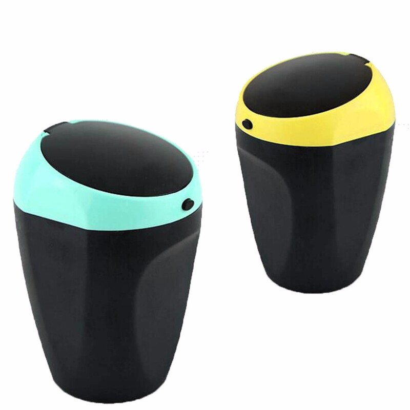 1 gab. Dzeltens/zils augstas temperatūras pogas tipa universāls pelnu trauks automašīnai ar vāku, piekarināmu izeju Creative pelnu trauks 11x7cm