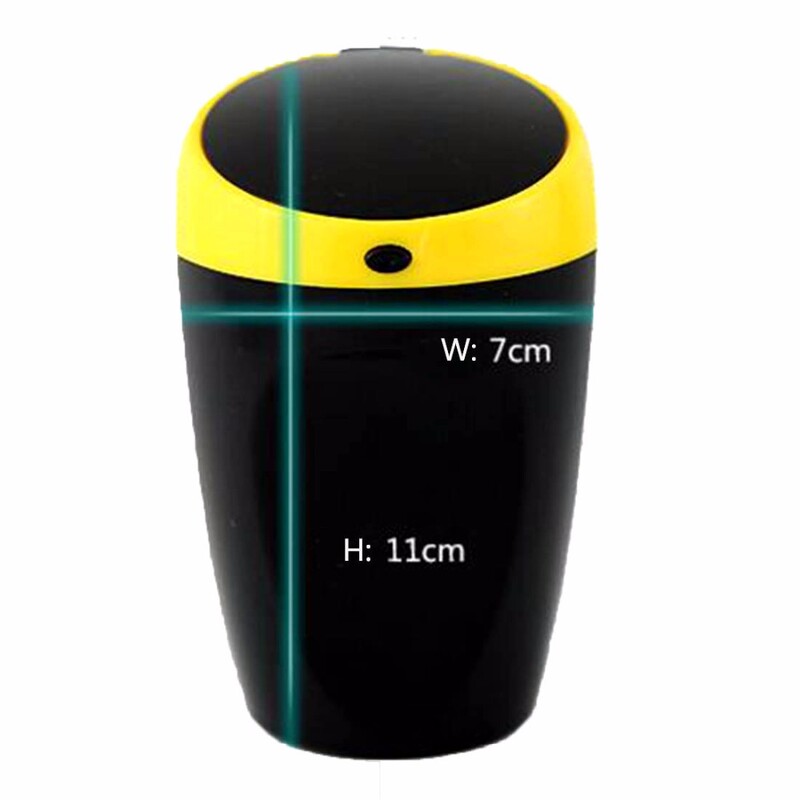 1 gab. Dzeltens/zils augstas temperatūras pogas tipa universāls pelnu trauks automašīnai ar vāku, piekarināmu izeju Creative pelnu trauks 11x7cm