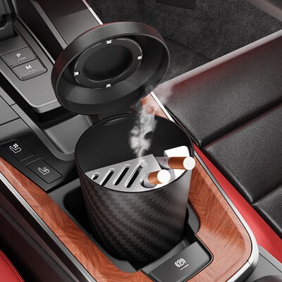 Automašīnas pelnu trauks ar vāku, necaurlaidīgs pret smaku, bezdūmu automašīnas krūzīšu turētājs, pārnēsājams mini pelnu trauka organizators automašīnas mājas birojam