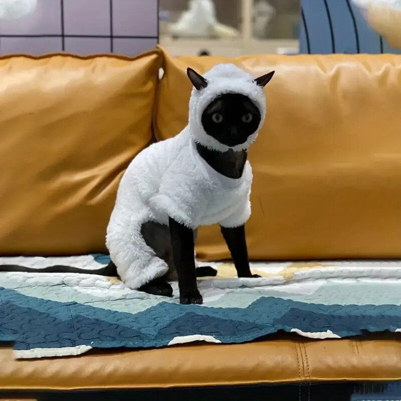 Medvilninės vilnos kačių marškinėliai beplaukėms katėms ir mažiems šunims – jaukus keturkojis sfinkso Devon džemperis, pagamintas iš neaustinės, grynos medvilnės