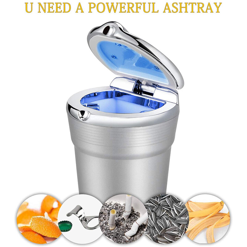 Automobilių universali peleninė su LED lemputėmis su dangteliu Creative Personality Dengtas automobilis Automobilio viduje Daugiafunkciniai automobilių reikmenys