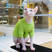 Sfinkso katės žalia medvilninė liemenė beplaukių kačių drabužiai, dviejų kojų marškiniai Devon Rex patogus pakabinamas paltas vasaros viršutiniuose drabužiuose, skirtuose augintiniams