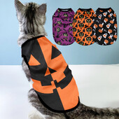 Haine pentru pisici pentru animale de companie de Halloween Vest pentru pisici mici, mijlocii, câini, petrecere amuzantă, îmbrăcat pisicuță, îmbrăcăminte cu imprimeu, ținute pentru buldog chihuahua