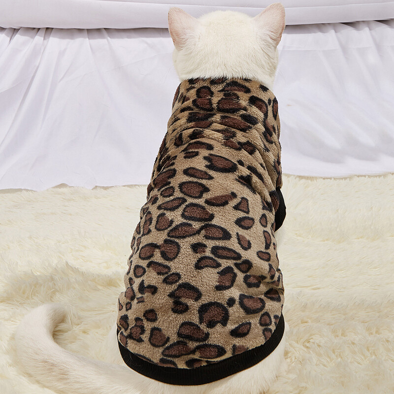 Toamnă iarnă caldă pentru animale de companie, pisici, haine pentru câini, haină leopard, jachetă, costum, sfinx, chat, costum, bunuri pentru pisici, îmbrăcăminte, sfinte, lucruri pentru pisici