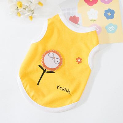 Multfilmas jaukas kucēnu drēbes maziem suņiem Pavasara brīvā laika kaķa kostīms kaķēnu apdrukai Mājdzīvnieku drēbes maziem suņu vestēm