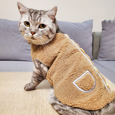 Új macska dzseki őszi téli cicakabát meleg polár kisállatruházat fa csatos szegélyű mellény mellény macskáknak kis háziállatok