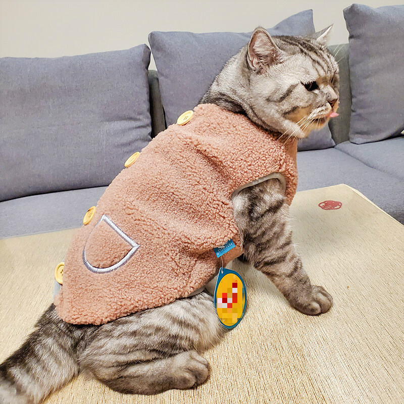 Új macska dzseki őszi téli cicakabát meleg polár kisállatruházat fa csatos szegélyű mellény mellény macskáknak kis háziállatok