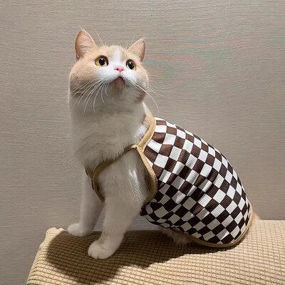 Naminių kačių drabužiai Sfinkso kačiuko languotų liemenių marškinėliai, skirti Sfinksui Devon Rex kvėpuojantis kačiukas, minkštas vasaros drabužių tiekėjas