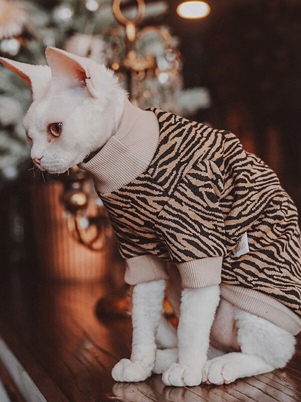 Pulover cu dungi pentru pisică Sphynx Tricou fără păr pentru pisică Haine Manta confortabilă din bumbac pentru pisica Devon Rex Vestă moale pentru îmbrăcăminte de primăvară