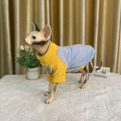 Beplaukių kačių rūbai Pūkuota vilna izoliacija sustorėjusi šilta sfinkso katė Devon Reks drabužiai Žieminiai naminiai kačiukai Biliaus drabužiai