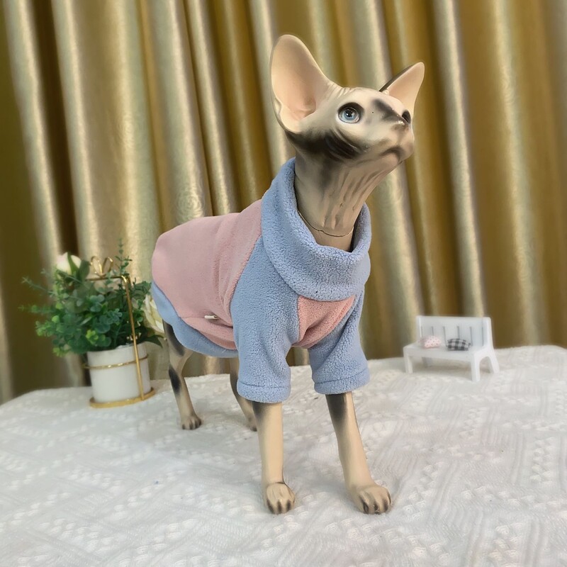 Beplaukių kačių rūbai Pūkuota vilna izoliacija sustorėjusi šilta sfinkso katė Devon Reks drabužiai Žieminiai naminiai kačiukai Biliaus drabužiai