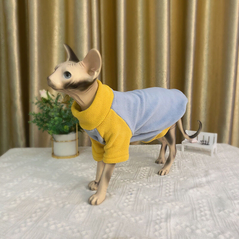 Beplaukių kačių rūbai Pūkuota vilna izoliacija sustorėjusi šilta sfinkso katė Devon Reks drabužiai Žieminiai naminiai kačiukai Biliaus drabužiai