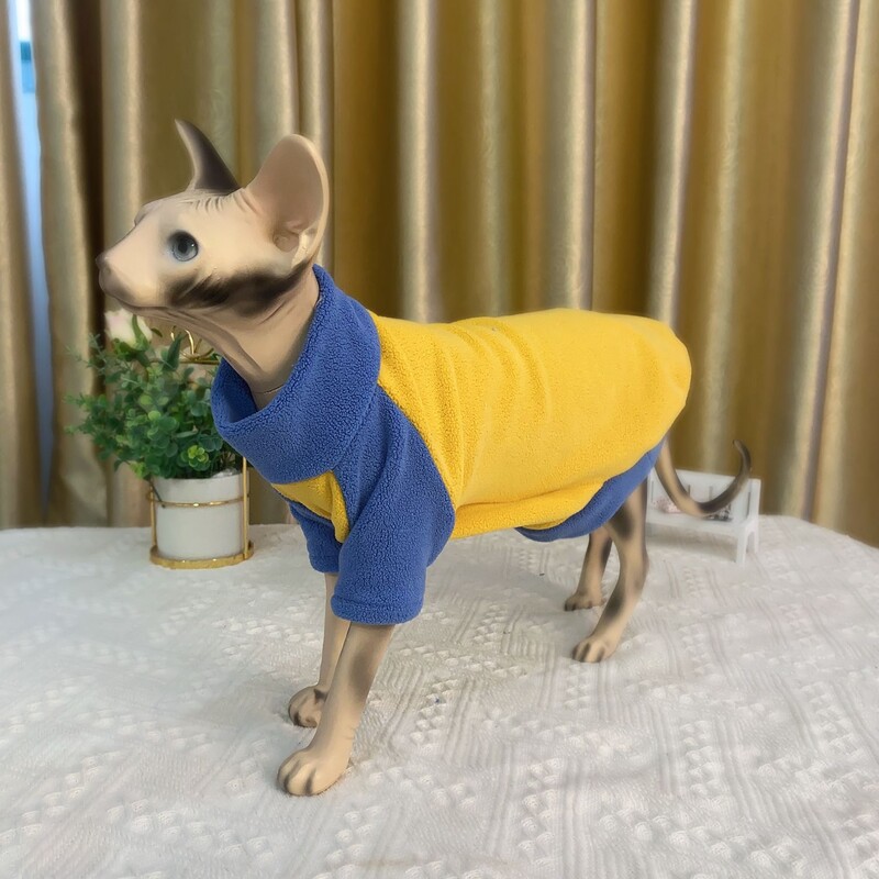 Beplaukių kačių rūbai Pūkuota vilna izoliacija sustorėjusi šilta sfinkso katė Devon Reks drabužiai Žieminiai naminiai kačiukai Biliaus drabužiai