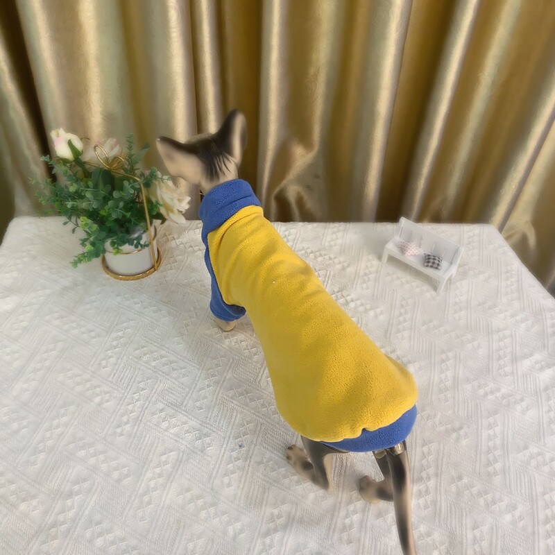 Beplaukių kačių rūbai Pūkuota vilna izoliacija sustorėjusi šilta sfinkso katė Devon Reks drabužiai Žieminiai naminiai kačiukai Biliaus drabužiai
