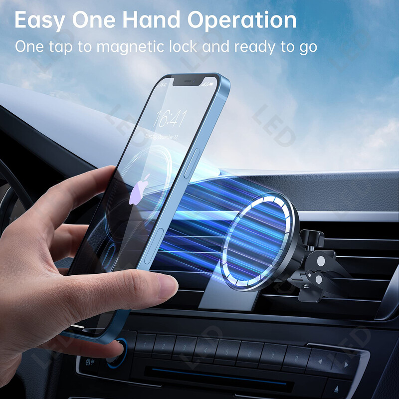 Magnētisks automašīnas stiprinājuma tālruņa turētājs — MagSafe gaisa ventilācijas tālruņa stiprinājums automašīnai, 360° regulējams Mag Safe automašīnas stiprinājuma tālruņa turētājs