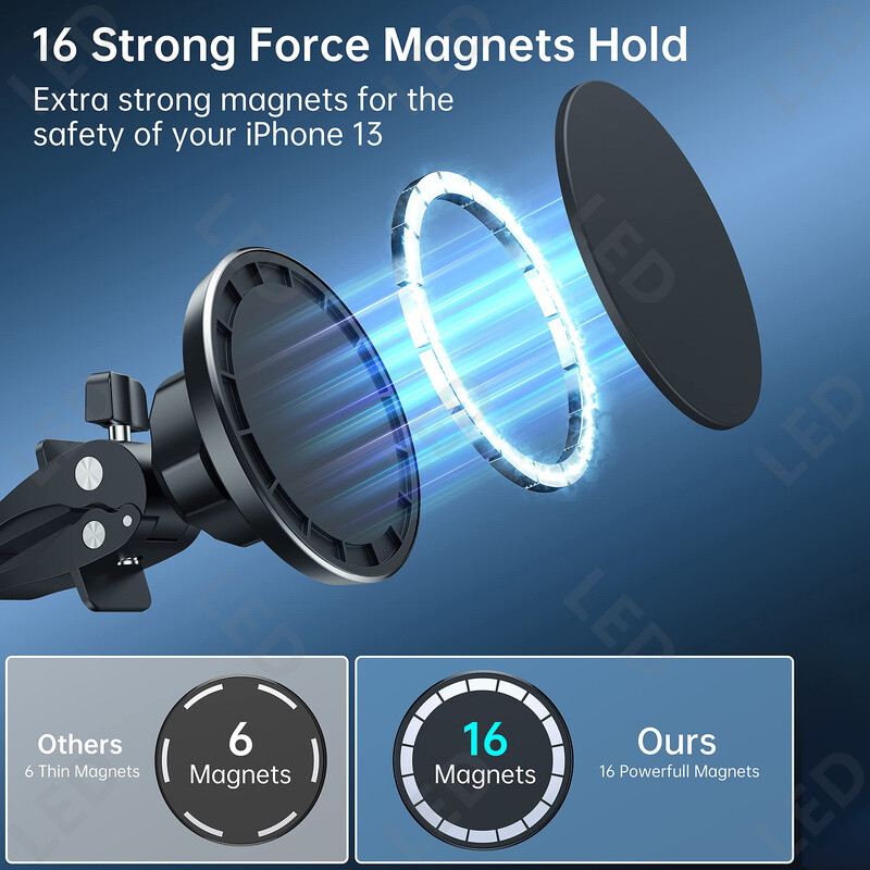 Magnētisks automašīnas stiprinājuma tālruņa turētājs — MagSafe gaisa ventilācijas tālruņa stiprinājums automašīnai, 360° regulējams Mag Safe automašīnas stiprinājuma tālruņa turētājs