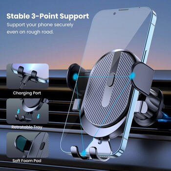 Gravity Car Phone Holder Автомобилен вентилационен отвор Hook Clip Mount Smartphone GPS Car Stand Bracket Support in Car For iPhone Samsung Huawei